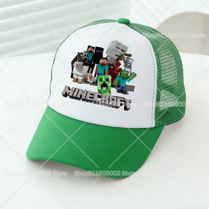 Minecrafted Mesh Baseball Caps Cartoon Figures Adult Children Sports Hats Boys Girls Summer Outdoor Sunshade Peaked Caps Gift