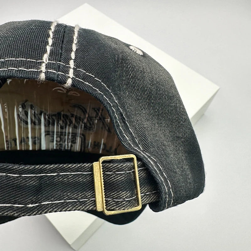 Bonés de basebol vintage coreanos lavados para homem e mulher, em algodão, com fecho snapback, bordado, design novo e versátil, letras bordadas, estilo casual desgastado