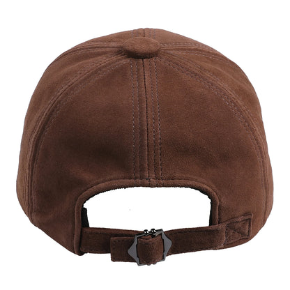 BOONJOVIA Unisex Genuine Suede Leather Baseball Caps for Mens Womens-Adjustable Buckle Back Real Leather Hats