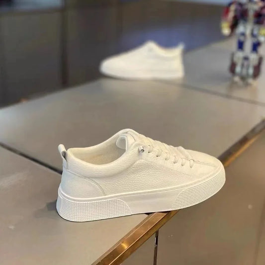 Męskie trampki, obuwie codzienne, płaskie buty męskie, zapatillas hombre, lekkie buty z oddychającej skóry PU, białe męskie buty sportowe typu tenisówki