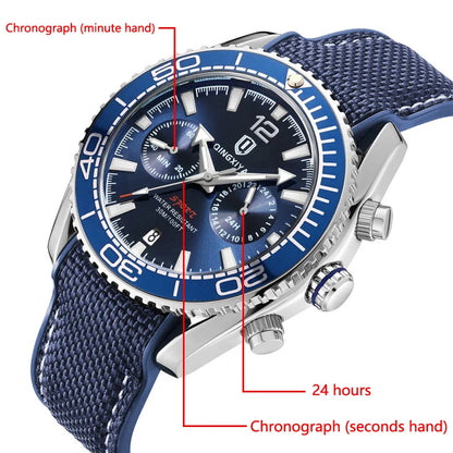 QINGXIYA Brand Luxury Multifunctional Quartz Watch Men Silicone Strap Waterproof Luminous Chronograph Watches Mens Sports Watch
