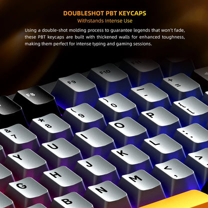 Teclado mecánico Machenike K600-B82W Tri-Modos con montaje gasket, diseño ANSI 75%, retroiluminación RGB y conexión inalámbrica para gaming