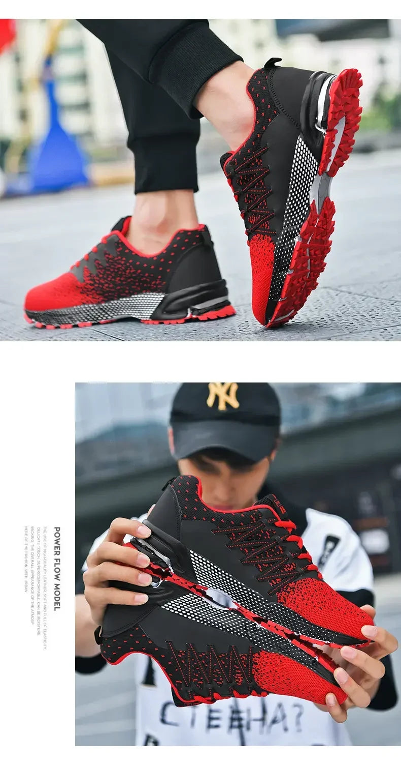 2025 Thick Soled Sports Shoes Youth Mesh Breathable Running Shoes Trend Spring Summer Korean Large Black and White Shoes walk