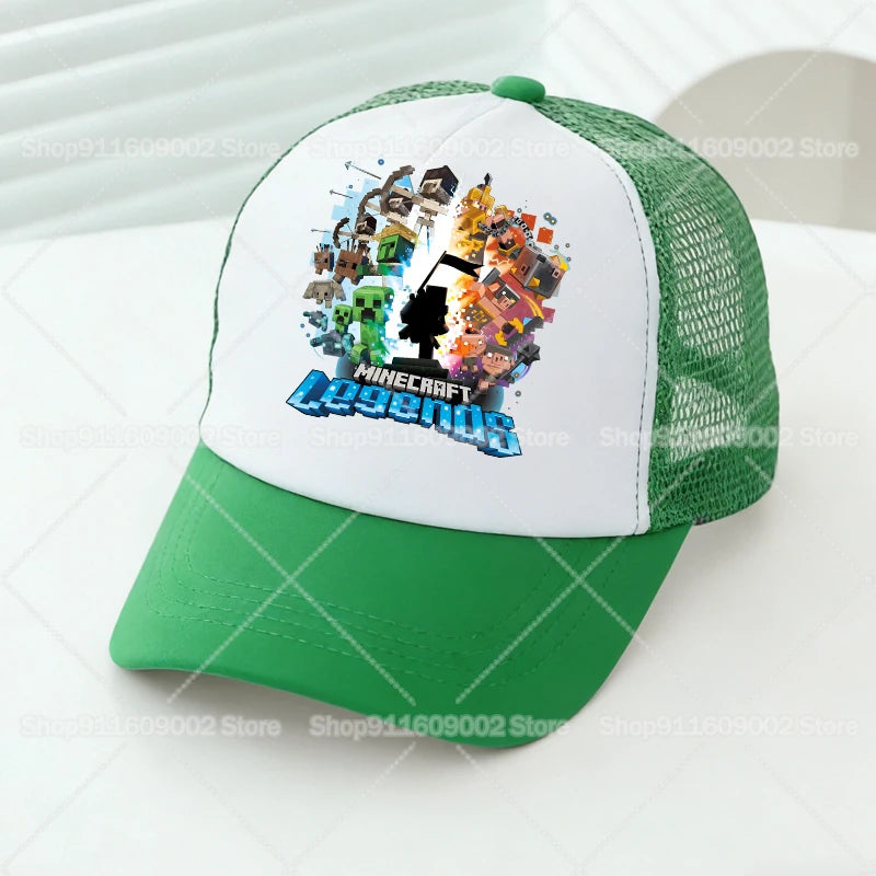 Minecrafted Mesh Baseball Caps Cartoon Figures Adult Children Sports Hats Boys Girls Summer Outdoor Sunshade Peaked Caps Gift