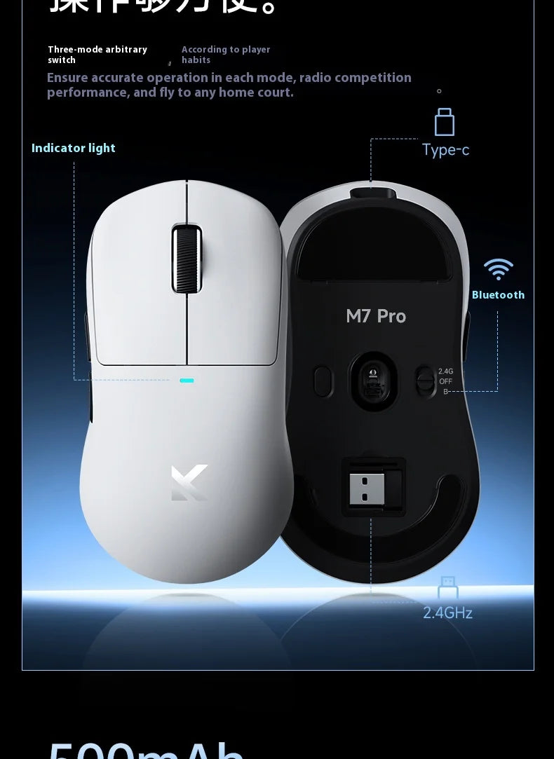 MCHOSE M7 Ultra ergonomická herná myš PAW3950 Super Sensor TOPSPEED s frekvenciou snímania 8000Hz, ľahký dizajn, Realtek Master Mice