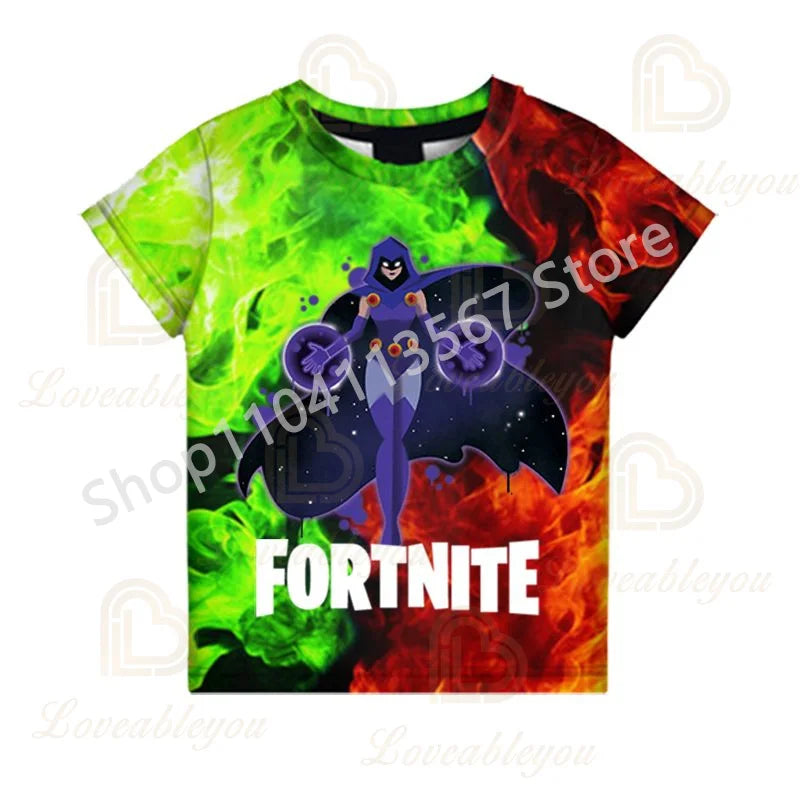 2-teiliges Set F-Fortnited Victory 3D-T-Shirt und Shorts für Kinder, Oberteile für Mädchen und Jungen, Battle-Royale-Kleidung, Harajuku-Tees, Hero-Kinder-T-Shirt