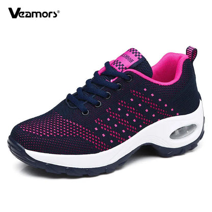 Sneakers da donna alla moda, leggere, scarpe da corsa, scarpe sportive per attività all’aperto, scarpe da corsa comode in rete traspirante, con cuscinetto d’aria e allacciatura con lacci