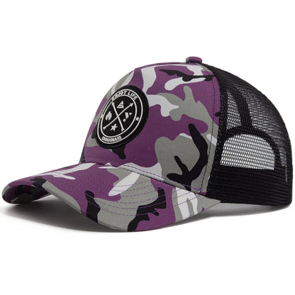 ENJOY LIFE Letter Patch Snapback Hat Camouflage Breathable Mesh Men Hip Hop Baseball Cap Outdoor Casual Sun Hat For Women
