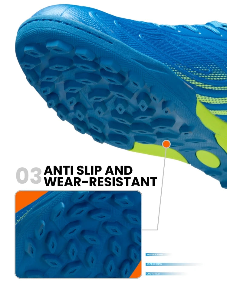 Baasploa Chaussures de football professionnelles pour homme, chaussures de sport d'entraînement antidérapantes pour l'extérieur, chaussures de football légères en cuir pour homme, Chuteira Campo