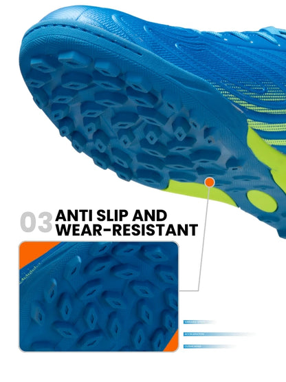 Baasploa Chaussures de football professionnelles pour homme, chaussures de sport d'entraînement antidérapantes pour l'extérieur, chaussures de football légères en cuir pour homme, Chuteira Campo
