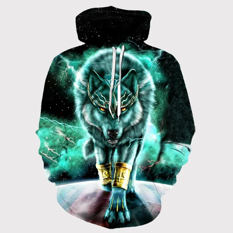 Animal Wolf – bluzy z kapturem drukowane w 3D dla mężczyzn i kobiet, modne, codzienne, oversize, swetry typu pullover, styl hip-hopowy, Harajuku, odzież uliczna