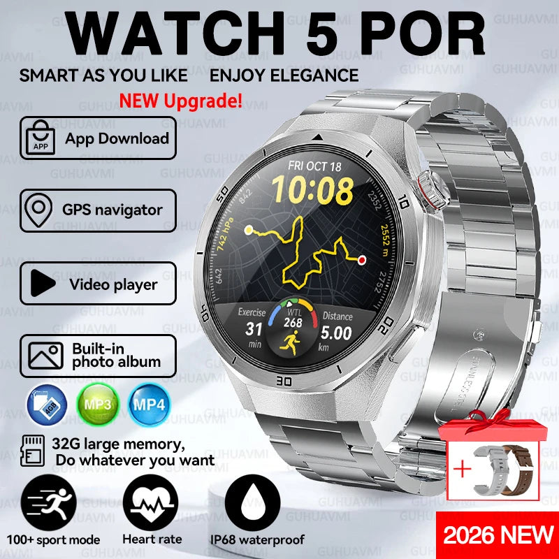 2026 New Watch 5 Pro Genuine Smart Watch GPS Map Navigation NFC Call 32GB memory Clock Built-in Video Music playback Smart Watch