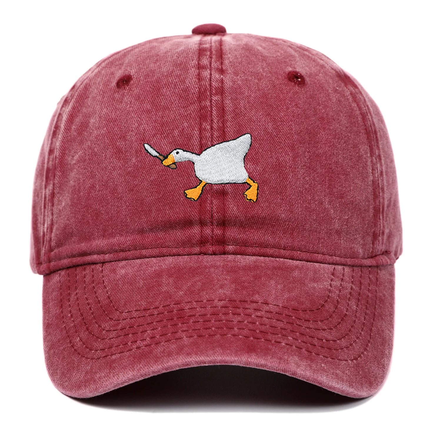 Embroidered baseball cap with goose pattern for men and women, casual and fashionable city style duckbill cap