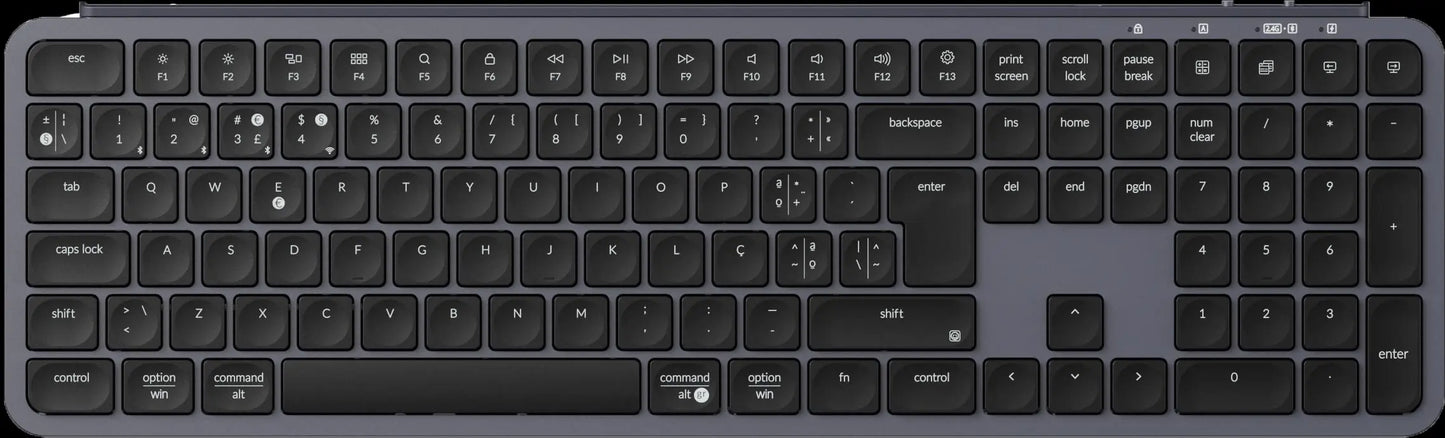 Tastiera wireless ultra-sottile Keychron B6 Pro layout ISO, formato completo, portatile e leggera, con connessioni 2.4GHz e Bluetooth