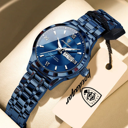 POEDAGAR Luxury Elegant Woman's Watches Luminous Waterproof Stainless Steel Ladies Wristwatch Quartz Week Date Women Watch Reloj