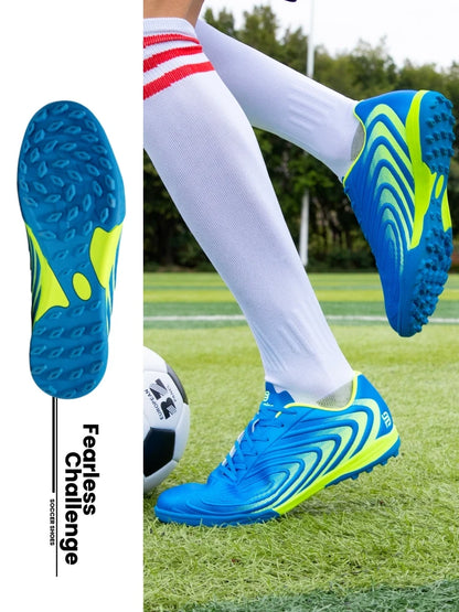 Baasploa Chaussures de football professionnelles pour homme, chaussures de sport d'entraînement antidérapantes pour l'extérieur, chaussures de football légères en cuir pour homme, Chuteira Campo