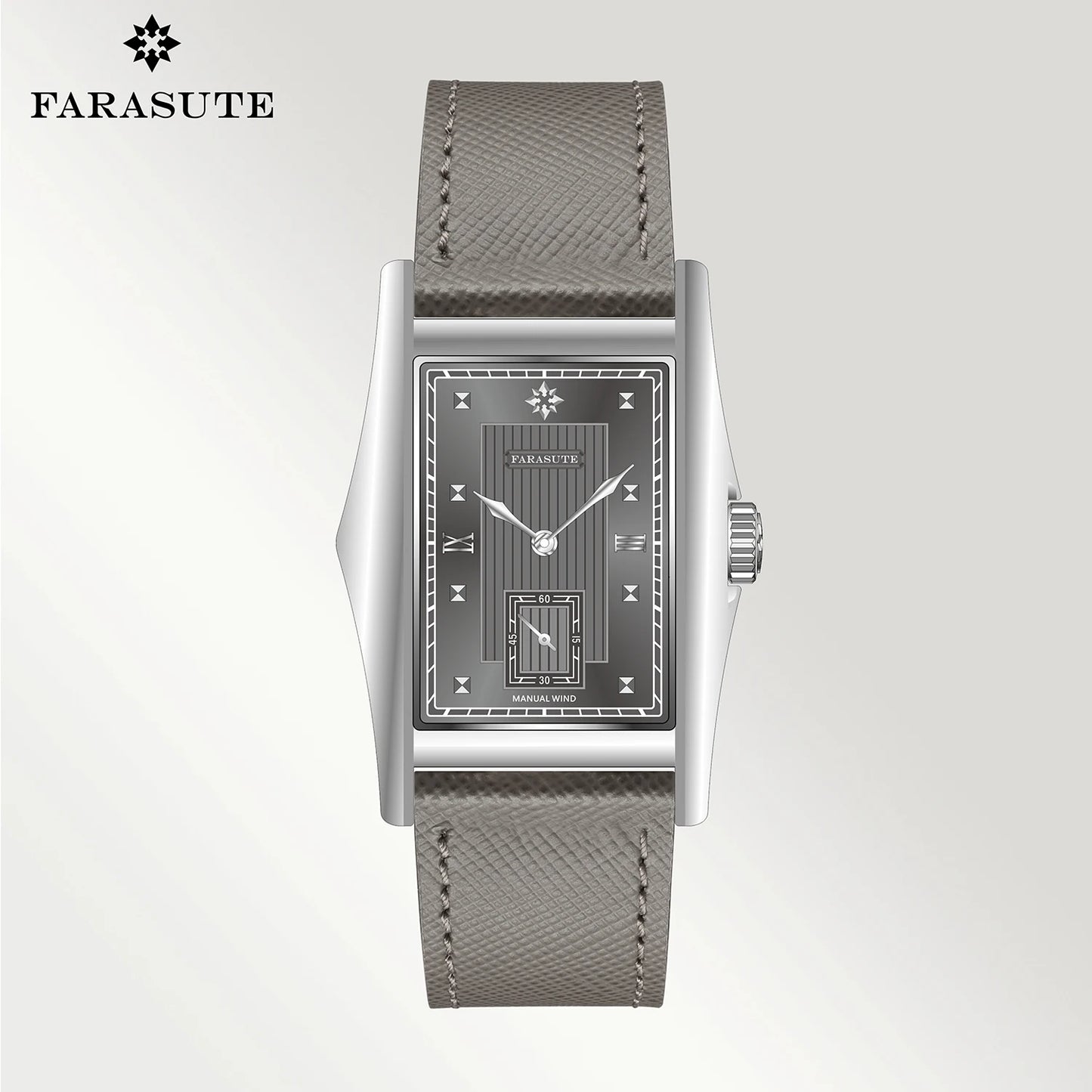 FARASUTE Creative Manual Square Customized Mechanical Movement Watch Men Luxury Sapphire Glass Small Second Wristwatches reloj