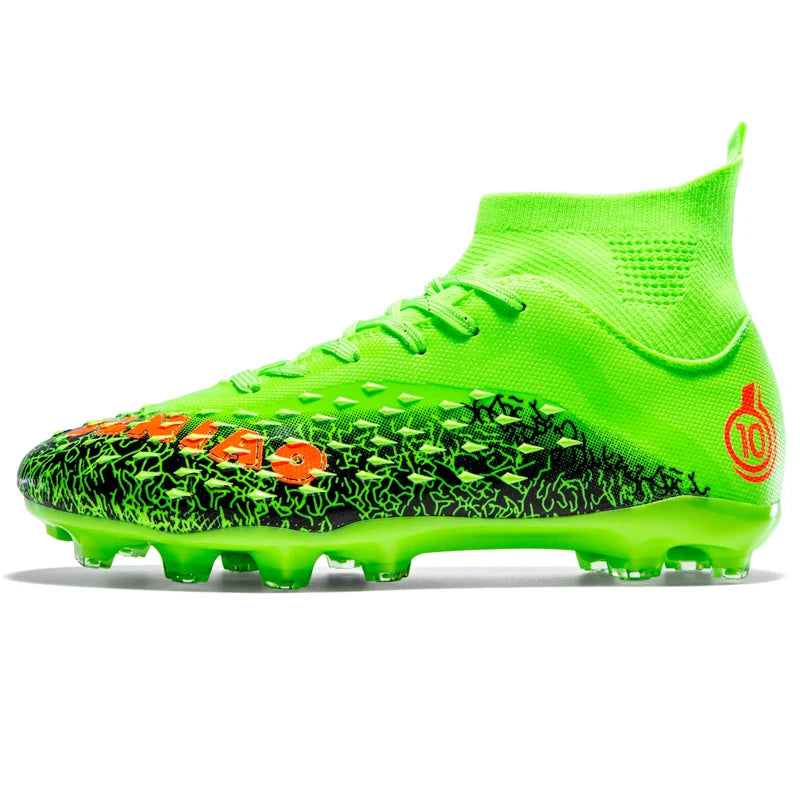 Chaussures de football pour hommes et femmes, chaussures de football à tige haute offrant un bon maintien de la cheville, chaussures d’entraînement légères et antidérapantes pour terrains intérieurs et extérieurs.