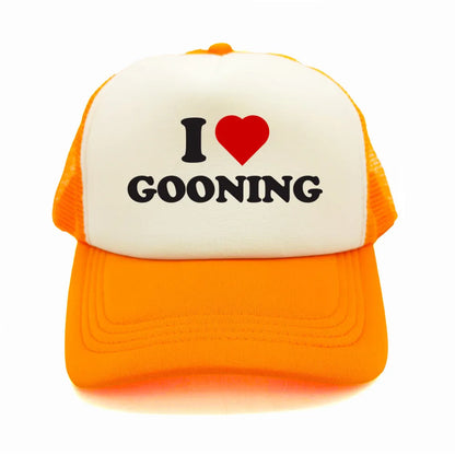 Juokingos „I Love Gooning“ beisbolo kepurės. Šaunios vasarinės vyriškos tinklinės kepurės. Humoro kupinos „Trucker“ stiliaus kepurės. Unisex lauko tinklinės kepurės MZ-080