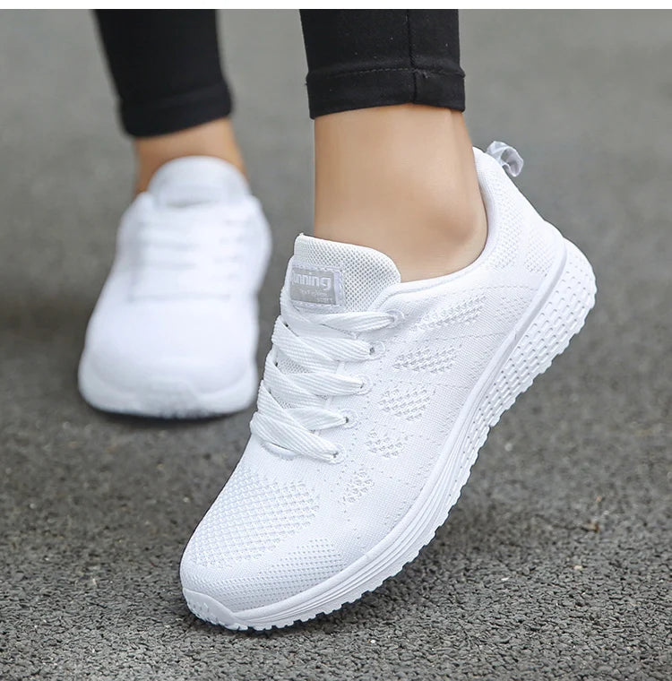 Women's Sneaker 2025 New Fashion Breathable Trainers Comfortable Sneakers Mesh Fabric Lace Up Women's Tennis Shoes For Women
