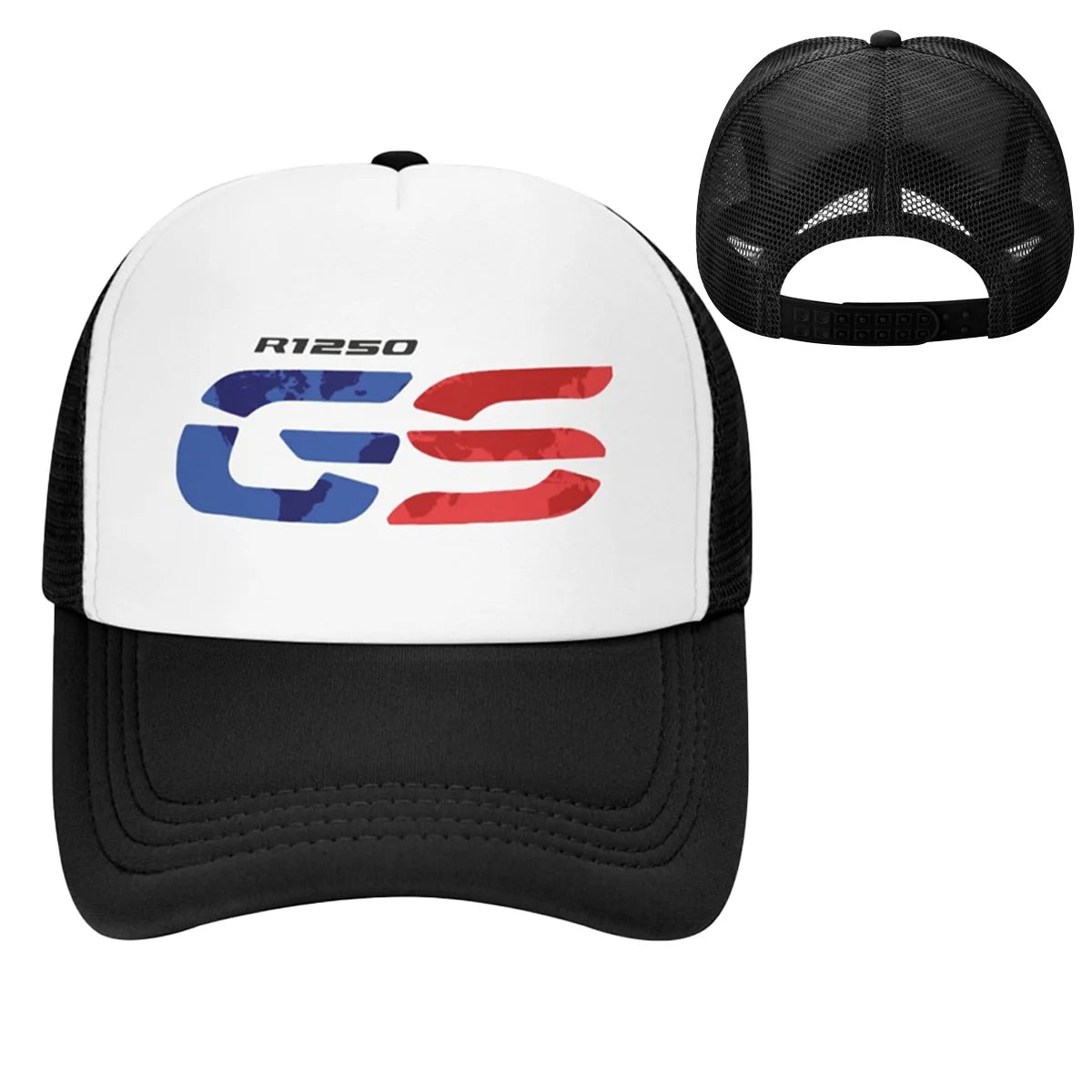 GS World Map Motorcycle Trucker Hat Adult Fashion Hats Sun Caps Fishing Hat Breathable Polyester Mesh Baseball Caps Summer
