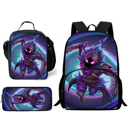 Mochilas Infantis de Design Gaming F-FortniteS com Lancheira e Estojo, Mochilas Escolares de Grande Capacidade para Meninos e Meninas, Melhor Presente