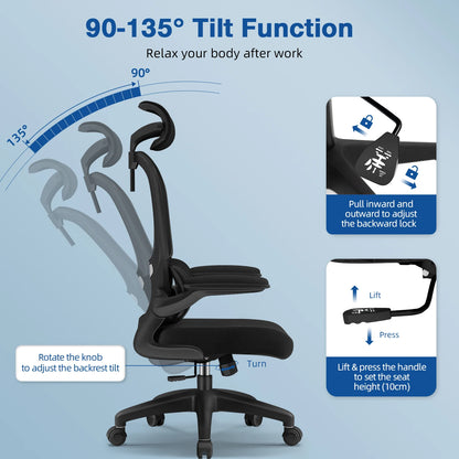 Daccormax office chair ergonomic,Desk chair,150kg capacity, adjustable headrest and armrests, Computer chair with lumbar support