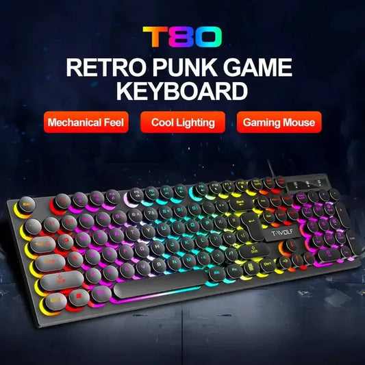 2026NEW RGB Gaming Mechanical Keyboard USB Wired 104 Keys Keyboard Backlit Black Red Blue Light for Computer Laptop Pro Keyboard
