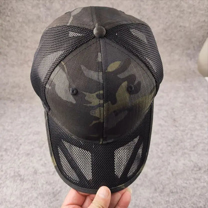Gorra de béisbol de malla transpirable de verano para hombre, talla grande, ajustable, gorra casual de camuflaje para actividades al aire libre y en la selva, para hombre, 62 cm