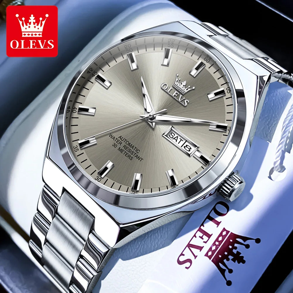 OLEVS Top Brand Luxury Automatic Watches Men Waterproof Watches 316L Steel Business Mechanical Men's Watch relogios masculino