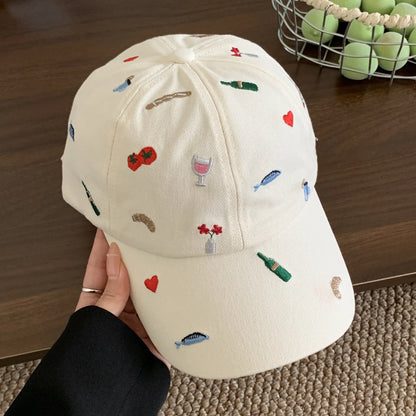 Cute Hats Japanese Sweet Style Retro Embroidered Baseball Cap Versatile Women's Baseball Cap Casual Sunshade Sun Protection Cap