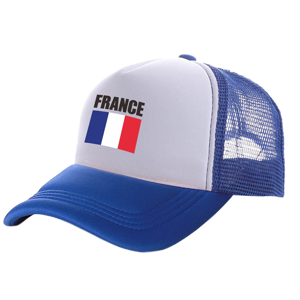 Franciaország Trucker sapkák Divatos, menő francia sapkák Baseball sapka Nyári, szabadtéri, napvédő hálós sapkák
