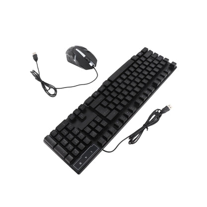 Combo gaming de teclado y ratón de 4 piezas, teclado ergonómico de 104 teclas, ratón con luz de respiración de 4 colores, auriculares y alfombrilla antideslizante para ratón