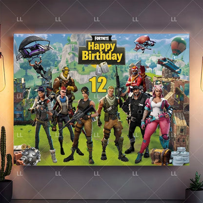 5 8 10 15th Fortnite Birthday Party Supplies Hot Game Backdrop Decor Baby Shower Photography Background Boy Gift Studio Props