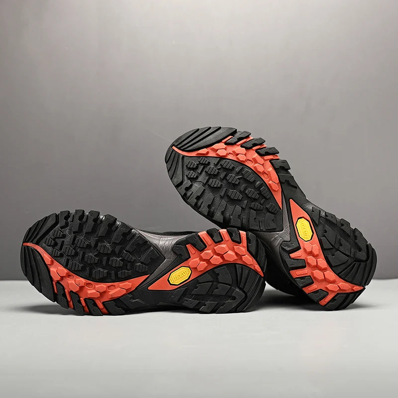 HIKEUP Botas de senderismo altas para hombre, calzado de invierno para exteriores con cordones, antideslizantes, deportivas y casuales, botas de trekking de ante cálidas para hombre