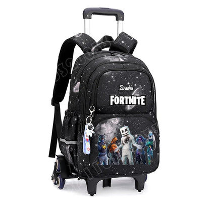 Fortnite Trolley Bag Easy Stair Climbing Anime Waterproof Wheeled Backpack Large Capacity Student Schoolbag Casual Travel Bag