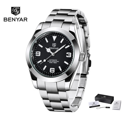 BENYAR 2025 Nuevo reloj mecánico automático para hombre, estilo business deportivo de lujo, relojes para hombre, resistente al agua 50M, Relogios Masculino