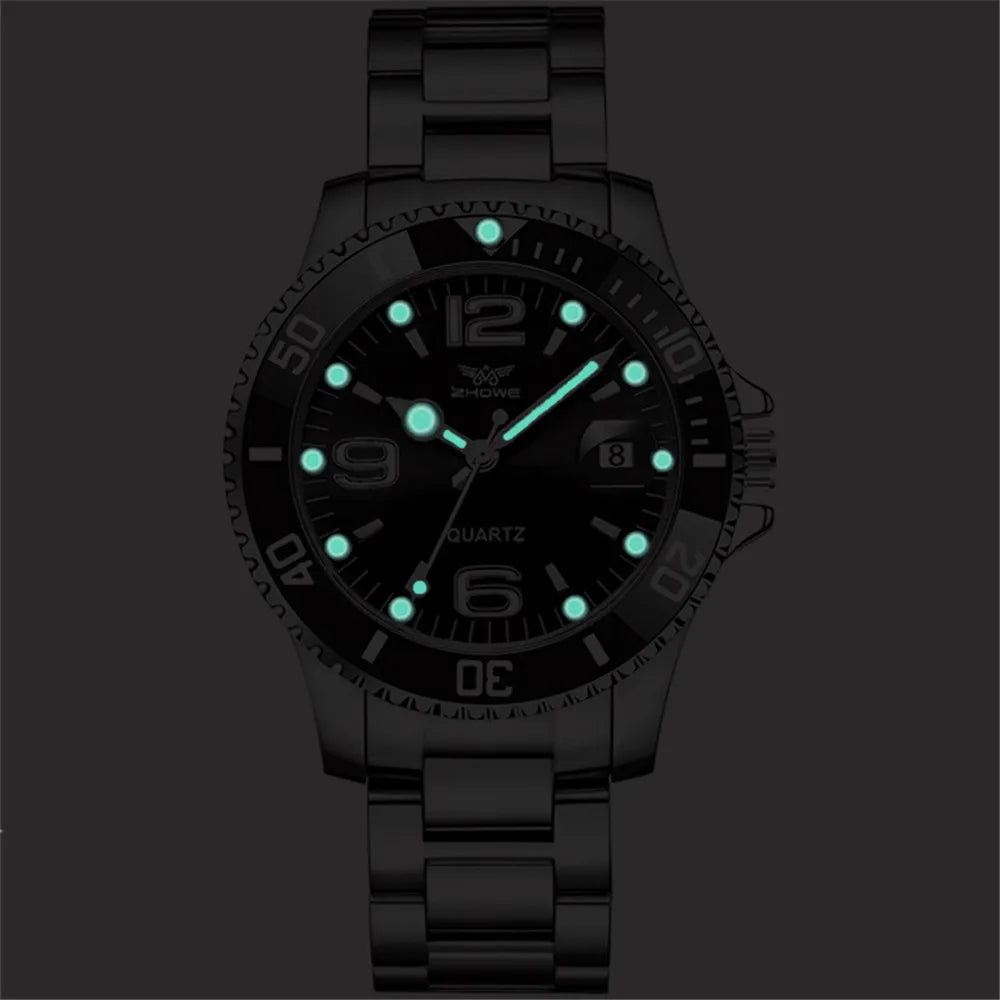Luxury stainless steel men’s watches – Quartz watch with date display, professional and sporty style, on-trend