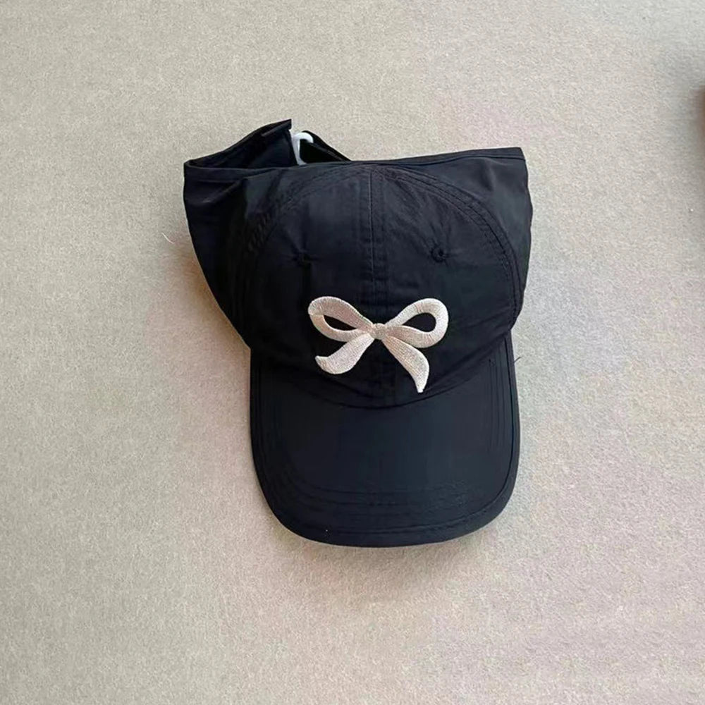 Bows Children Baseball Caps Hollow Empty Top High Ponytail Caps Adjustable Kids summer Sun Hats Boys Girls Hip hop Baseball Hat