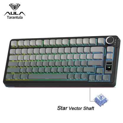AULA S75 PRO Wireless Mechanical Keyboard with Screen Knob 75% Hot Swappable Gaming Keyboard with Pre-lubed Switches RGB Backlit