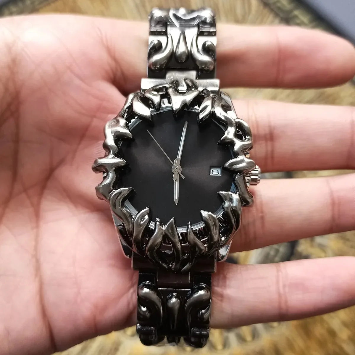 Fashion Y2K Antique Alabaster Quartz Watch Men Retro Black Strap Red Medieval Old Unique Creative Men Watches Luminous AAA Clock