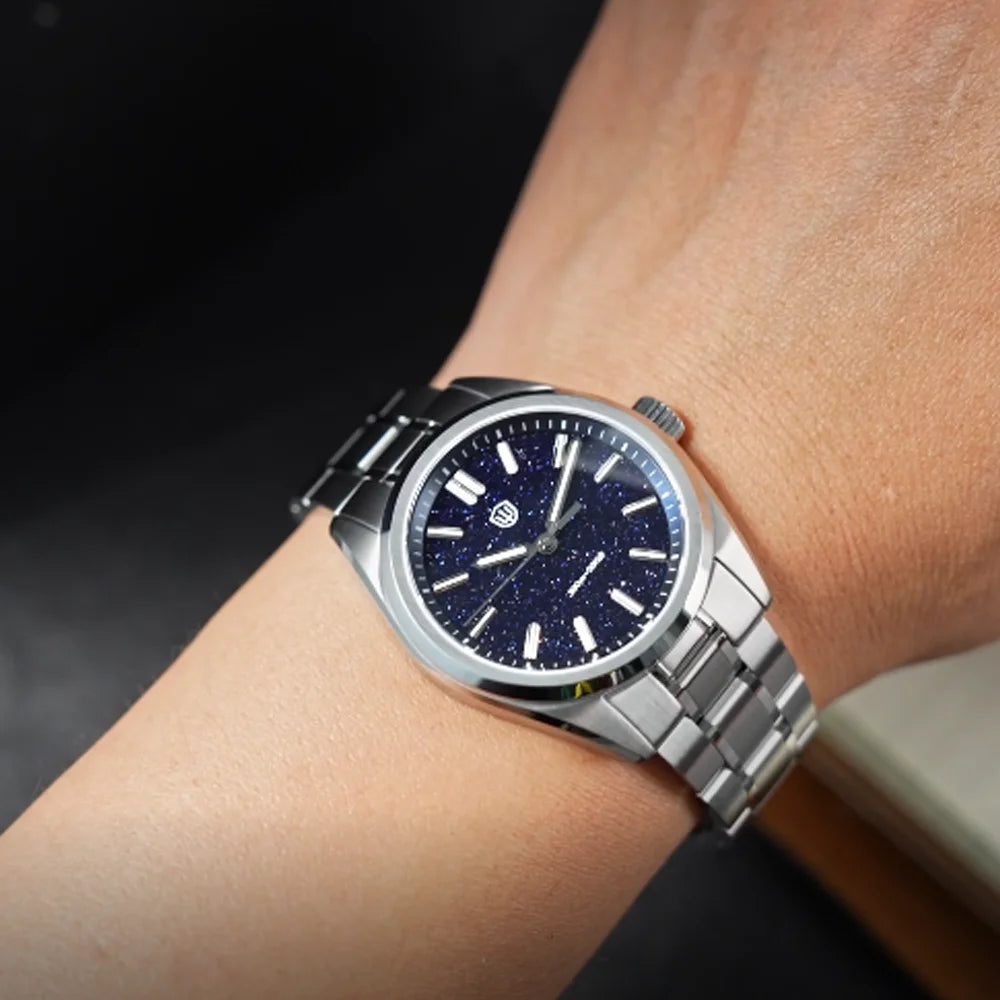 Watchdives WD0003B ‌Aventurine Dial Watch VH31 Quartz Movement Sapphire Crystal Luminous 100m Waterproof 36mm Vintage Watches
