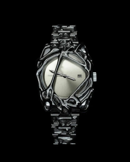 Unique Minimalism Men's Watches Irregular Dial Design Fashion Casual Street Punk Gothic Y2k Wristwatch for Men Black Color Gift