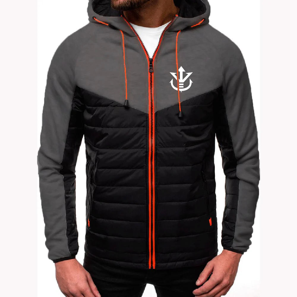 2026 Men's Saiyan Vegeta Avant-garde Style Patchwork Jacket Spring And Autumn Dragon Ball Logo Print Trendy Coat Hoodies, Produit gaming premium Fraquane, équipement gamer