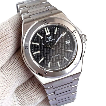 Reloj mecánico automático Tandorio New Black Luxury Business Engineer Style para hombre, cristal de zafiro, resistente al agua 100m, NH35A