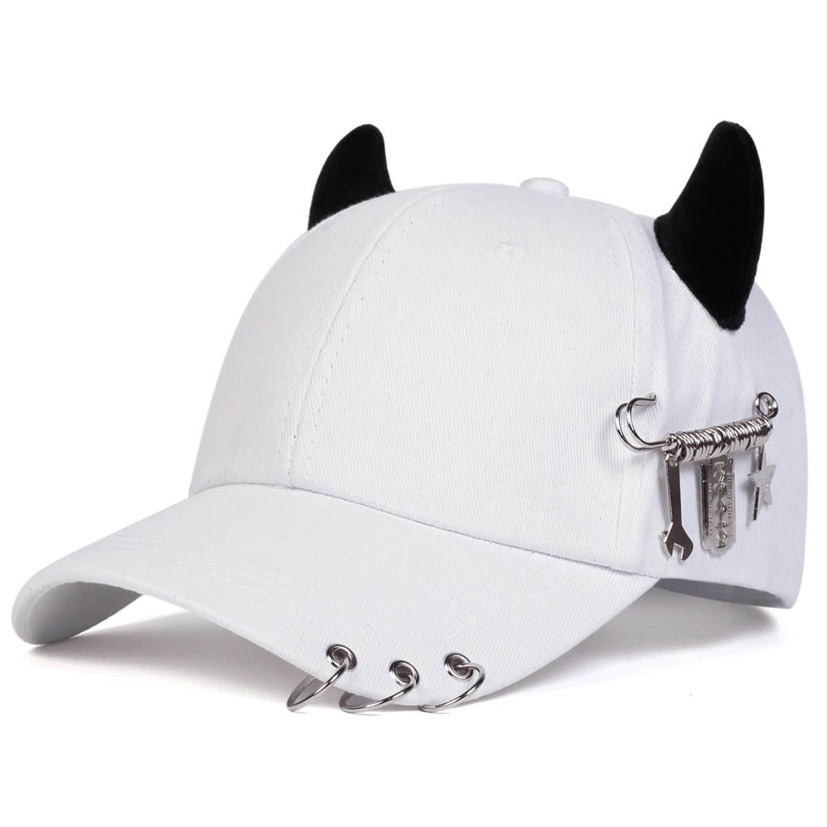Metal rings, duckbill cap, men's and women's baseball, fashionable hip-hop cap, outdoor street personality