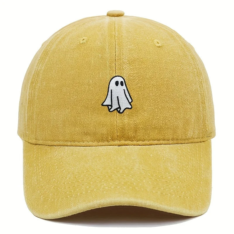Halloween Embroidered Baseball Hat with Cute Ghost Pattern Simple Style Suitable for Men and Women