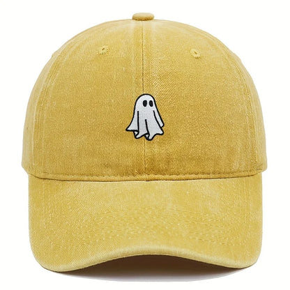 Halloween Embroidered Baseball Hat with Cute Ghost Pattern Simple Style Suitable for Men and Women