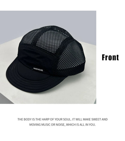 New Unisex Simple Mesh Letter Baseball Hats Sunshade Quick Drying Breathable Short Eave Peaked Caps Versatile Fashion Outdoor