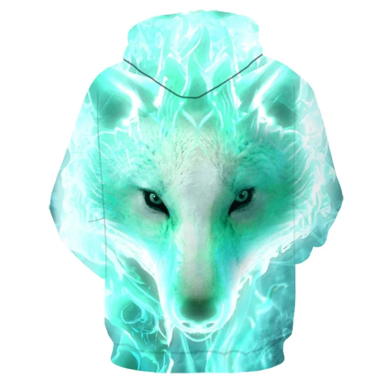 Animal Wolf – bluzy z kapturem drukowane w 3D dla mężczyzn i kobiet, modne, codzienne, oversize, swetry typu pullover, styl hip-hopowy, Harajuku, odzież uliczna